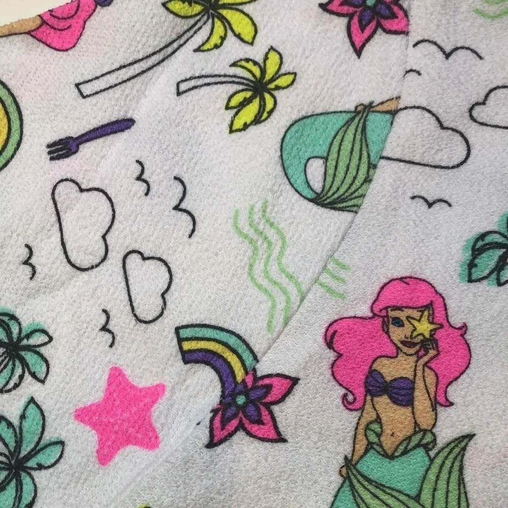 DISNEY Hooded Swim Poncho Cape Coverup Little Mermaid Princess Ariel Zippered 3T